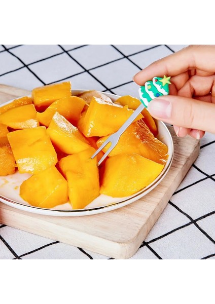 C3 -10 Adet Plastik 1 Takım Noel Ağacı Paslanmaz Çelik Tatlı Meyve Çatalları Tutucu Seti Mini Sevimli Salata Gıda Çatal Bıçak Takımı Yemek Takımı Mutfak Aletleri (Yurt Dışından) indirimleri