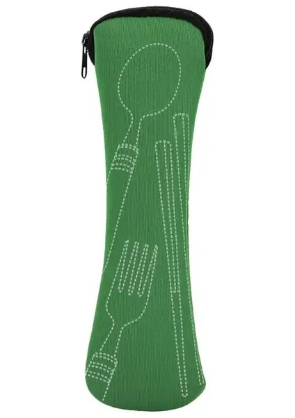 Yeşil Sofra Çantası Taşınabilir Kumaş Sofra Kaşık Çatal Saklama Çantası Çubuklarını Kaşık Çatal Çatal Cep Çantası Ofis Için (Yurt Dışından)