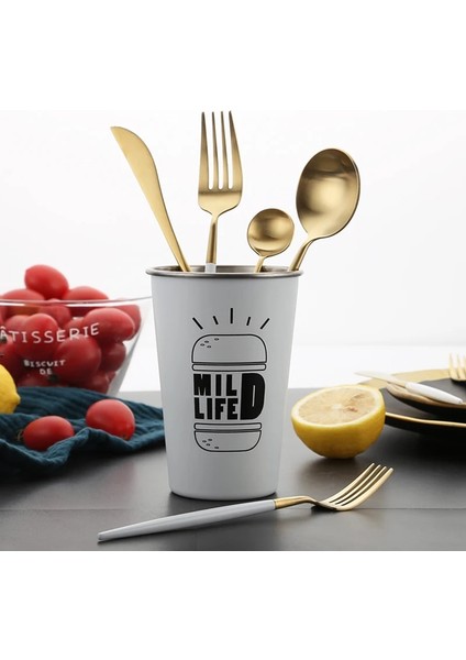 Çay Çatalı 1 Adet Altın Sofra Seti Madde Gümüş 304 Paslanmaz Çelik Çatal Seti Mutfak Yemek Takımı Bıçak Kaşık Çubuklarını Batı Beyaz (Yurt Dışından) fırsatları