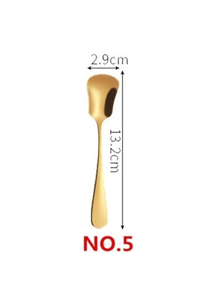 No.5 Dondurma Kaşığı 1/5 Adet Paslanmaz Çelik Altın Çatal Bıçak Kaşık Seti Ayna Yemek Takımı Sofra Altın Yemek Servisi Kepçe Bıçak Çatal Mutfak Aksesuarları (Yurt Dışından)