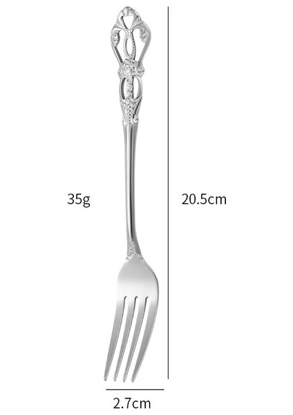 Gümüş-Çatal-L 1 Adet Lüks Altın Yemek Takımı Vintage Batı Paslanmaz Çelik Çatal Bıçak Takımları Düğün Gravür Sofra Bıçak Çatal Kaşık Çay Kaşığı (Yurt Dışından)