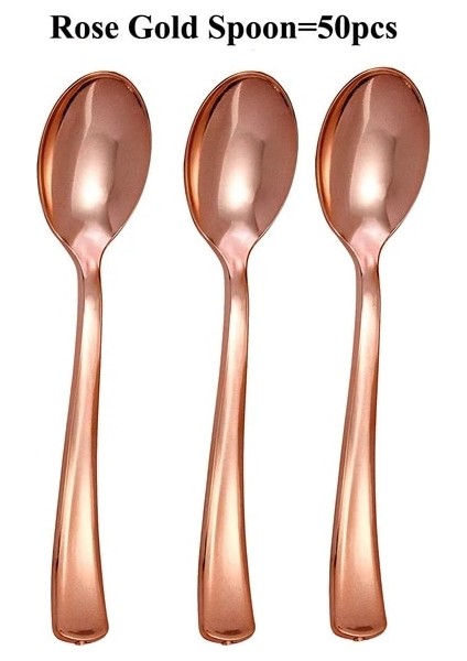 50 Rosegold Kaşık 75 Parça Altın Plastik Gümüş - Parti Sofra Takımı Seti - Ağır Plastik Çatal - 25 Çatal, 25 Kaşık, 25 Bıçak Içerir (Yurt Dışından)