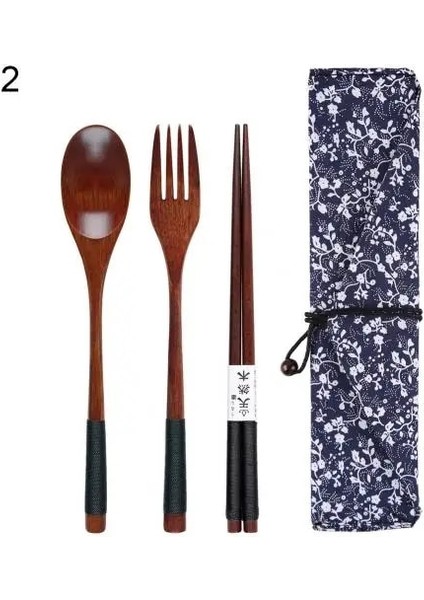 Stil 2 3/4 Adet Yeniden Kullanılabilir Taşınabilir Seyahat Tahta Kaşık Çubuklarını Çatal Sofra Çatal Bıçak Takımı Yeni Moda (Yurt Dışından)