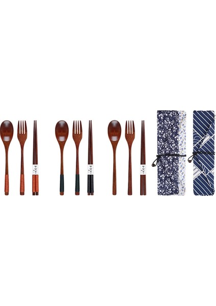 Stil 2 3/4 Adet Yeniden Kullanılabilir Taşınabilir Seyahat Tahta Kaşık Çubuklarını Çatal Sofra Çatal Bıçak Takımı Yeni Moda (Yurt Dışından)