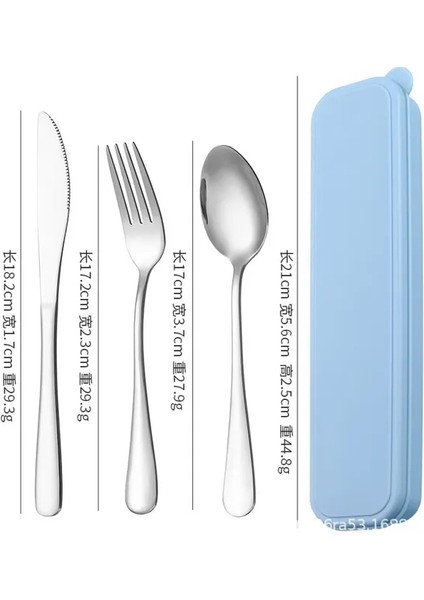 4 Adet Mavi Taşınabilir Paslanmaz Çelik Çatal Takım Elbise Saklama Kutusu Chopstick Çatal Kaşık Bıçak Seyahat Sofra Seti Kamp Çatal Bıçak Takımı (Yurt Dışından)