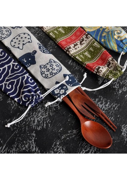 08 Taşınabilir Çatal Çanta Kumaş Keten Sofra Bıçak Çatal Kaşık Konteyner Balık Çizgili Baskı Japonya Tarzı Yemek Takımı Çanta Mutfak Için (Yurt Dışından) fırsatları