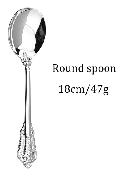 Gümüş 1 Adet 1 Adet Altın Lüks Vintage Çatal Bıçak Kaşık Seti Batı Yemek Takımı Tatlı Bıçağı Çatal Kaşık 304 Paslanmaz Çelik Sofra Mutfak Sofra Takımı (Yurt Dışından)