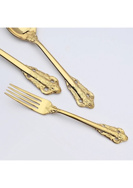 Gümüş 1 Adet 1 Adet Altın Lüks Vintage Çatal Bıçak Kaşık Seti Batı Yemek Takımı Tatlı Bıçağı Çatal Kaşık 304 Paslanmaz Çelik Sofra Mutfak Sofra Takımı (Yurt Dışından) modelleri