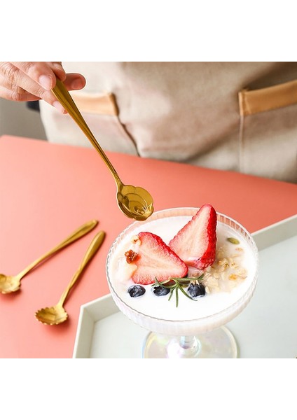 8 Adet Gümüş 8 Adet Çiçek Kaşık Seti Küçük Çay Kaşığı Paslanmaz Çelik Kahve Kaşıkları Güzel Dondurma Tatlı Kaşık Kaşık Seti Yemek Takımı (Yurt Dışından)