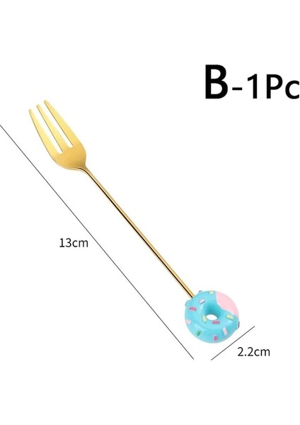 B Sevimli Paslanmaz Çelik Kaşık Çatal Versiyonu Gökkuşağı Lolipop Donut Macaron Tatlı Kaşıkları Kek Meyve Çatalları Sofra Mutfak Kaynağı (Yurt Dışından)