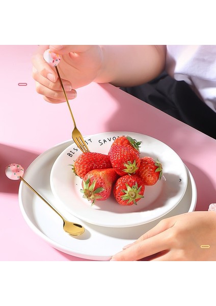B Sevimli Paslanmaz Çelik Kaşık Çatal Versiyonu Gökkuşağı Lolipop Donut Macaron Tatlı Kaşıkları Kek Meyve Çatalları Sofra Mutfak Kaynağı (Yurt Dışından)