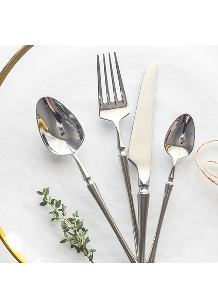 Çay Kaşığı Yeni Gümüş Çatal Lüks 304 Paslanmaz Çelik Yemek Takımı Seti Ayna Parlatma Sofra Seti Yemek Bıçağı Tatlı Çatal Kaşık (Yurt Dışından) fırsatları