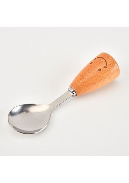 F Sevimli Gülümseme Sofra Ahşap Saplı Paslanmaz Çelik Çatal Yumurta Bölme Kepçe Soyucu Spatula Skimmer Yumurta Brater Rende Pizza Tekerleği (Yurt Dışından)