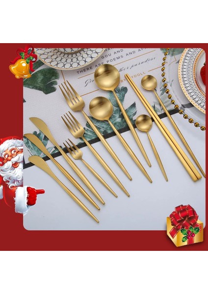 Tatlı Kaşığı Altın Çatal Bıçak Kaşık Seti Çatal Bıçaklar Kaşık 18/10 Paslanmaz Çelik Yemek Takımı Seti 1 Parça Çatal Kaşık Bıçak Çubuk Seti Dropshipping (Yurt Dışından)