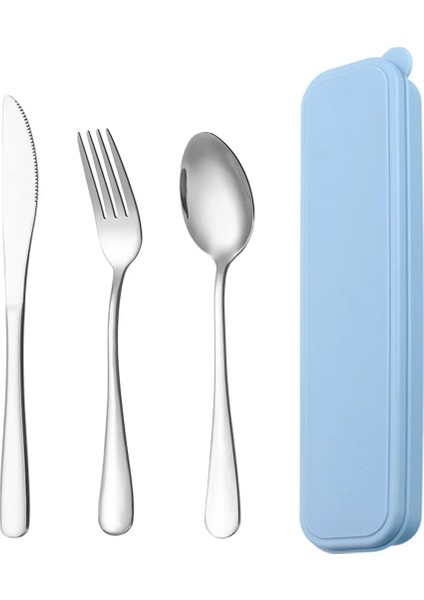 Kapak Kutusu Mavi Chopstick Çatal Kaşık Kamp Seti Paslanmaz Çelik Çatal Seyahat Seti Saklama Kutusu ile Taşınabilir Yeniden Kullanılabilir Mutfak Eşyaları Ev Gereçleri (Yurt Dışından) modelleri