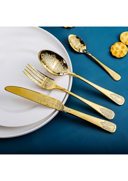 Yemek Bıçağı Paslanmaz Çelik Çatal Bıçak Kaşık Seti Taşınabilir Yemek Takımı Seti Sofra Bıçak Çatal Kaşık Seti Mutfak Eşyaları Setleri Hediye (Yurt Dışından)