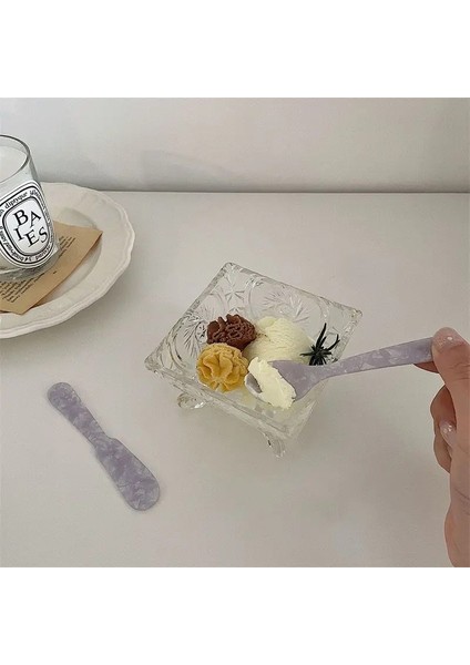 I Fransız Vintage Narin Desen Plastik Tatlı Kaşığı Reçel Tereyağı Bıçağı Çatal Sofra Sevimli Kaşık ve Çatal Seti (Yurt Dışından) fırsatları