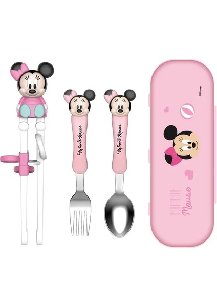 4 Pcs7 1 Takım Disney Mickey Mouse Serisi Çocuk Eğitim Çubuklarını Kaşık Çatal Çatal Minnie Mickey Çocuk Çatal Bıçak Kaşık Seti (Yurt Dışından)