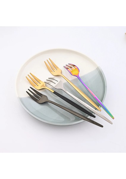 Pembe Altın 6 P Paslanmaz Çelik Çay Çatal Seti 6 Parça Meyve Kek Aperatif Tatlı Çatal Gökkuşağı Küçük Salata Çatal Bıçak Takımı Mutfak Eşyaları (Yurt Dışından) fırsatları