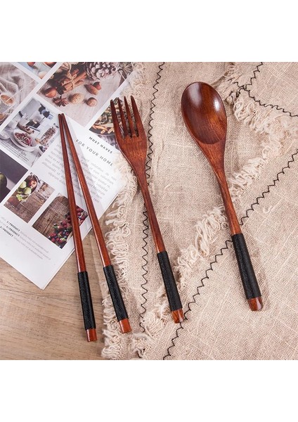 3 Adet Kh Hat Bıçak Tahta Kaşık Çatal Bıçak Çubuklarını Set Yaratıcı Japon Sofra Seti Düz Renk Gıda Sınıfı Güvenlik Çevre Koruma (Yurt Dışından)
