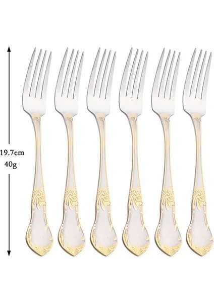 6 Adet Yemek Çatalı 6 Kişi Vintage Altın Çatal Bıçak Kaşık Seti 18/10 Paslanmaz Çelik Sofra Bıçak Seti Çatal Çay Kaşığı Yemek Takımı Gümüş Mutfak Sofra Takımı (Yurt Dışından) fiyatları