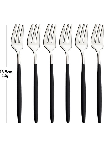 Siyah Gümüş 6 Adet Altın Meyve Çatalı Paslanmaz Çelik Kek Tatlı Kaşığı Ev Sofra Bar Çatal Bıçak Kaşık Seti (Yurt Dışından) fiyatları