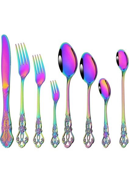 1 Adet Gökkuşağı Paslanmaz Çelik Çatal Bıçak Kaşık Seti Bıçak Çay Çatalı Dondurma Kaşığı Sofra Seti Batı Mutfak Sofra Takımı Gökkuşağı Eski Yemek Takımı Seti (Yurt Dışından) fiyatları