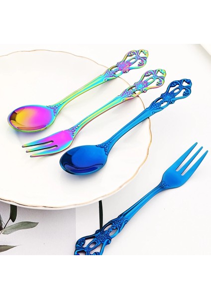 1 Adet Gökkuşağı Paslanmaz Çelik Çatal Bıçak Kaşık Seti Bıçak Çay Çatalı Dondurma Kaşığı Sofra Seti Batı Mutfak Sofra Takımı Gökkuşağı Eski Yemek Takımı Seti (Yurt Dışından) fırsatları