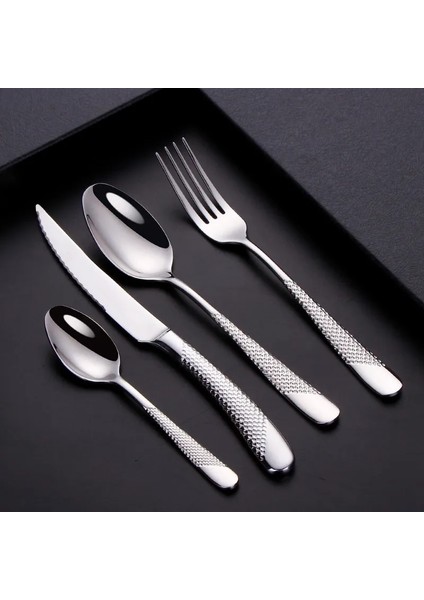 Gümüş 3 Adet Mutfak Sofra Çatal Bıçak Kaşık Seti Gümüş Çatal Bıçak Kaşık Seti Paslanmaz Çelik Lüks Yemek Takımı Çatal Kaşık Bıçak Batı Yemek Takımı Altın (Yurt Dışından)