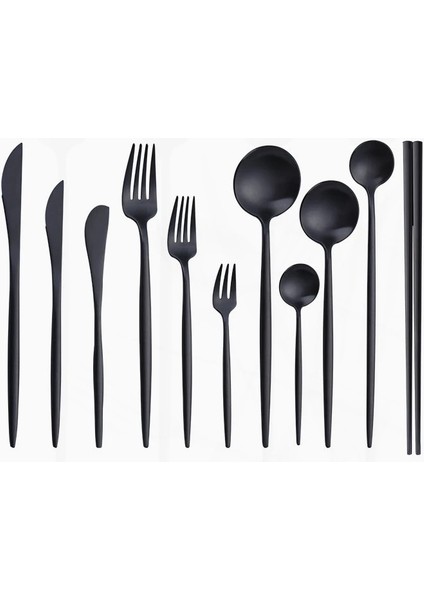 CHOPSTICKS1PAIR Siyah Yemek Takımı Mat Siyah Çatal Bıçak Kaşık Seti Gümüş Seti 18/10 Paslanmaz Çelik Yemek Takımı Seti Kaşık Çatal ve Bıçaklar Dropship (Yurt Dışından) indirimleri
