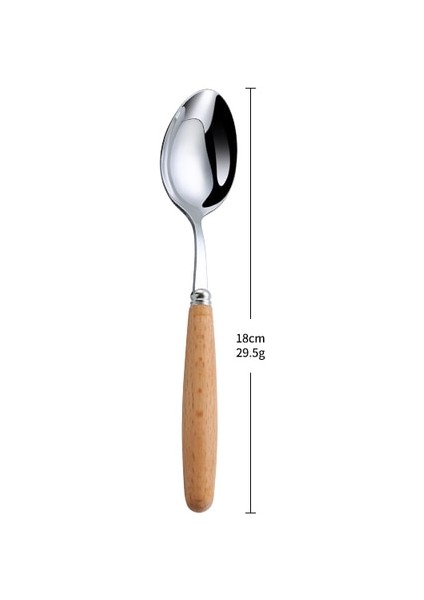Kaşık 304 Paslanmaz Çelik Yemek Takımı Parlak Gümüş Ahşap Sofra Batı Yemek Bıçak Çatal Çay Kaşığı Çatal Bıçak Takımı Mutfak Aksesuarları 1 Adet (Yurt Dışından)