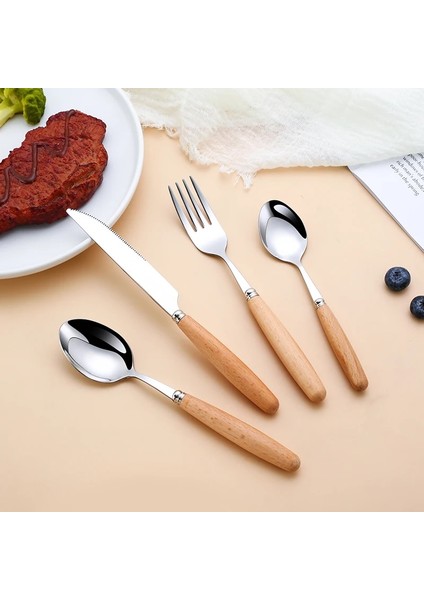 Kaşık 304 Paslanmaz Çelik Yemek Takımı Parlak Gümüş Ahşap Sofra Batı Yemek Bıçak Çatal Çay Kaşığı Çatal Bıçak Takımı Mutfak Aksesuarları 1 Adet (Yurt Dışından) modelleri