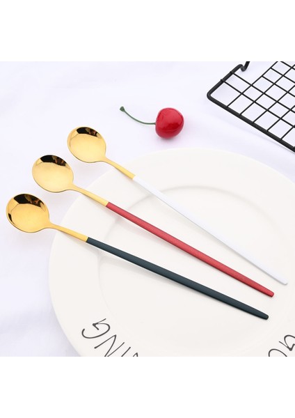 6 Adet Gökkuşağı 6 Adet Kahve Karıştırma Kaşığı Çatal Bıçak Kaşık Seti Suyu Altın Çay Kaşığı Yemek Takımı Dondurma Uzun Saplı Kepçe Sofra Mutfak Gereçleri (Yurt Dışından) fırsatları