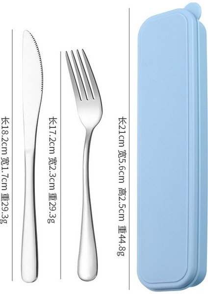 Bir 3 Adet Mavi 2 Taşınabilir Paslanmaz Çelik Çatal Takım Elbise Saklama Kutusu Chopstick Çatal Kaşık Bıçak Seyahat Sofra Seti Kamp Çatal Bıçak Takımı (Yurt Dışından)