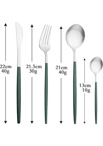 4 Adet Yeşil Gümüş Mat Siyah Sofra Paslanmaz Çelik Sofra Çatal Bıçak Takımları Yemek Bıçağı Meyve Çatalı Buz Kaşığı Mutfak Aksesuarları Ev Için (Yurt Dışından)