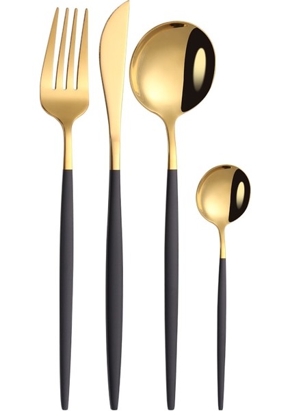 Çay Çatalı 4 Adet Siyah Altın Yemek Takımı Seti 304 Paslanmaz Çelik Çatal Ev Çatal Dropshipping Kaşık Bıçak Akşam Yemeği Gümüş Sofra Takımı (Yurt Dışından) modelleri