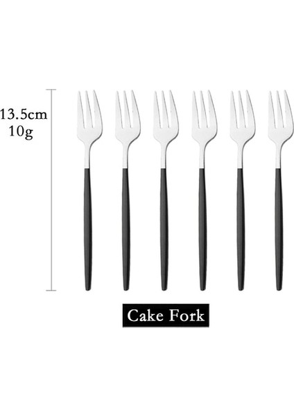 Siyah Gümüş 6 Adet Gökkuşağı Çay Çatal Seti Paslanmaz Çelik Küçük Meyve Çatalı Seti Tatlı Çatalı Kek Aperatif Salata Çatalı Yemek Takımı Çatal Seti (Yurt Dışından)