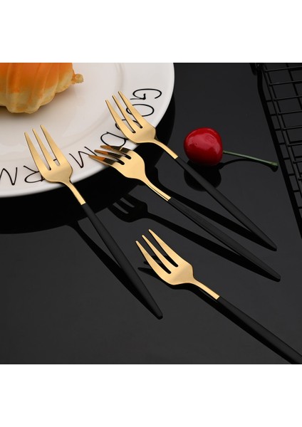 Siyah Gümüş 6 Adet Gökkuşağı Çay Çatal Seti Paslanmaz Çelik Küçük Meyve Çatalı Seti Tatlı Çatalı Kek Aperatif Salata Çatalı Yemek Takımı Çatal Seti (Yurt Dışından) fırsatları