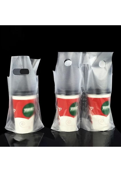 S Altın Şerit 500 ml Tek Kullanımlık Fincan Çanta Kahve Köpek Çantası Take-Away Içme Paketleme Araçları Plastik Çift Bardak Taşıyıcı Şişe Çanta 50 Adet (Yurt Dışından) fiyatları