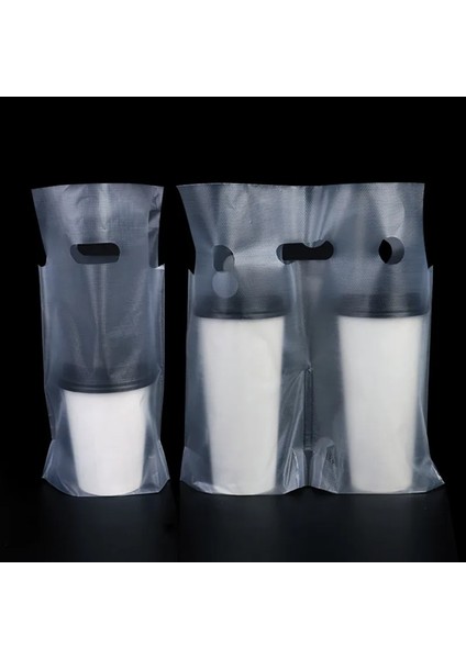 S Altın Şerit 500 ml Tek Kullanımlık Fincan Çanta Kahve Köpek Çantası Take-Away Içme Paketleme Araçları Plastik Çift Bardak Taşıyıcı Şişe Çanta 50 Adet (Yurt Dışından) modelleri