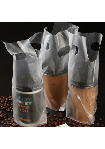 S Altın Şerit 500 ml Tek Kullanımlık Fincan Çanta Kahve Köpek Çantası Take-Away Içme Paketleme Araçları Plastik Çift Bardak Taşıyıcı Şişe Çanta 50 Adet (Yurt Dışından) fırsatları