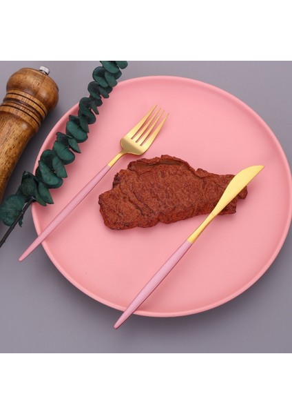 Koyu Yeşil Altın 4 Adet Pembe Altın Paslanmaz Çelik Çatal Bıçak Kaşık Seti Yemek Takımı Gümüş Sofra Takımı Seti Sofra Bıçağı Çatal Kaşık Bulaşık Makinesinde Yıkanabilir Dropshipping (Yurt Dışından)