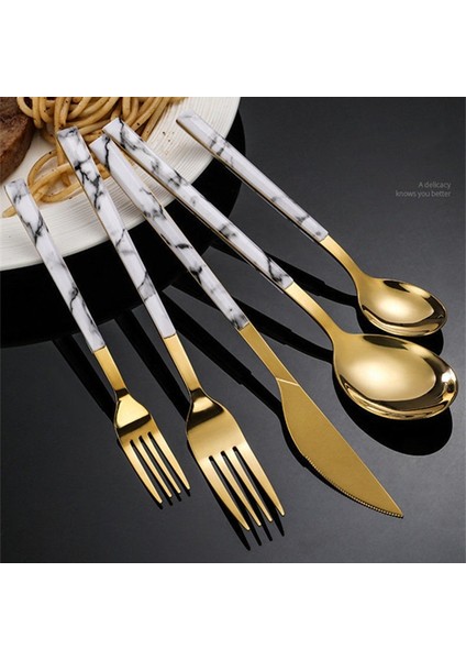 B Gümüş Çay Kaşığı Mermer Saplı Çatal Seti Sofra Yaratıcı Paslanmaz Çelik Kaşık Çatal Bıçak Yemek Takımı Seti Batı Mutfak Eşyaları (Yurt Dışından) fiyatları