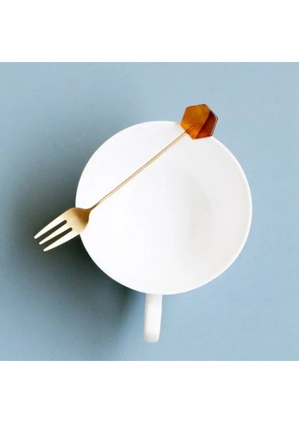 W1 Işık Lüks Altın Kaplama Meyve Çatalı Akrilik Geometrik Dekor Yaratıcı Paslanmaz Çelik Tatlı Çatalı Zarif Sofra Sıcak Satış (Yurt Dışından) indirimleri