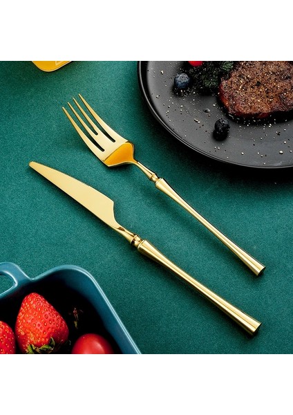 Altın Çay Kaşığı Altın 18/10 Paslanmaz Çelik Yemek Takımı Lüks Çatal Bıçak Takımı Et Bıçakları Çatal Kaşık Sofra Batı Gıda Restoran Bulaşık Makinesinde Yıkanabilir (Yurt Dışından) indirimleri