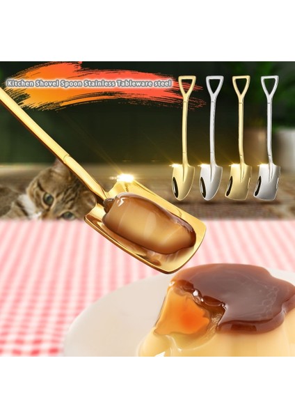 4 Ipucu Kürek 4 Adet Paslanmaz Çelik Kahve Çay Kaşığı Akşam Yemeği Için Yaratıcı Kürek Kepçe Dondurma Tatlı Karpuz Mutfak Sofra Bar Aracı (Yurt Dışından)