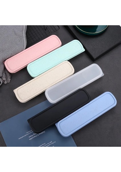 20 cm Pembe Kutu Buğday Samanı Saklama Kutusu Mutfak Toz Geçirmez Kaşık Çatal Çubuklarını Kutuları Çocuk Çocuk Öğrenciler Seyahat Taşınabilir Sofra Kalem Kutusu (Yurt Dışından)
