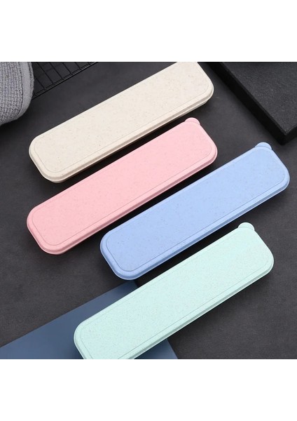 20 cm Pembe Kutu Buğday Samanı Saklama Kutusu Mutfak Toz Geçirmez Kaşık Çatal Çubuklarını Kutuları Çocuk Çocuk Öğrenciler Seyahat Taşınabilir Sofra Kalem Kutusu (Yurt Dışından)