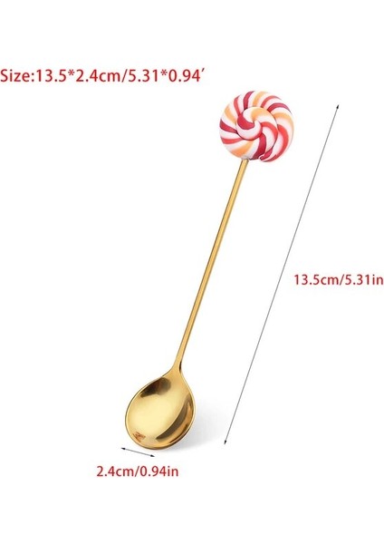 Karamel Renk Kaşık 1 Adet Mini Paslanmaz Çelik Sevimli Çörek Kaşığı Çatal Kek Kahve Tatlı Dondurma Karıştırma Kaşıkları Şeker Karikatür Çocuk Çay Kaşığı (Yurt Dışından)