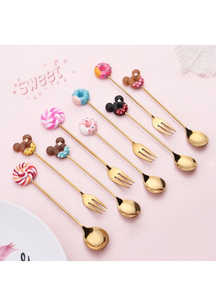 Karamel Renk Kaşık 1 Adet Mini Paslanmaz Çelik Sevimli Çörek Kaşığı Çatal Kek Kahve Tatlı Dondurma Karıştırma Kaşıkları Şeker Karikatür Çocuk Çay Kaşığı (Yurt Dışından) fiyatları